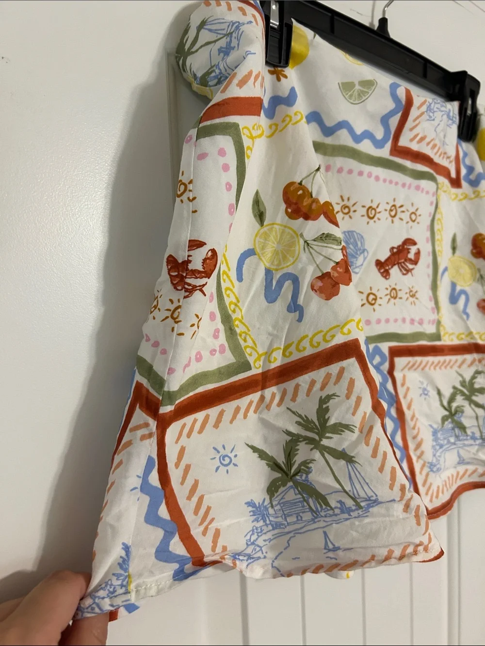 Abercrombie & Fitch White Skort with Colorful Coastal Patchwork